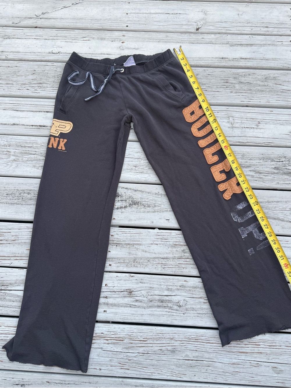 Victoria's Secret PINK Y2K Black Sweatpants Collegiate Collection Logo Sz S
